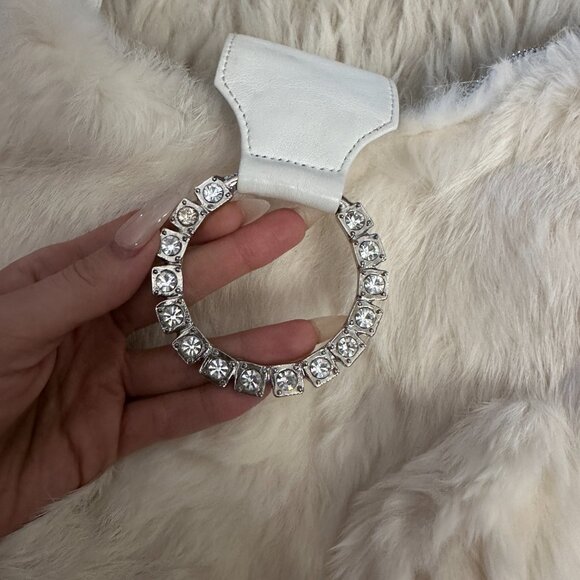 ISABELLA FIORE Cream Rabbit Fur Shoulder Hobo Bag - Picture 4 of 8